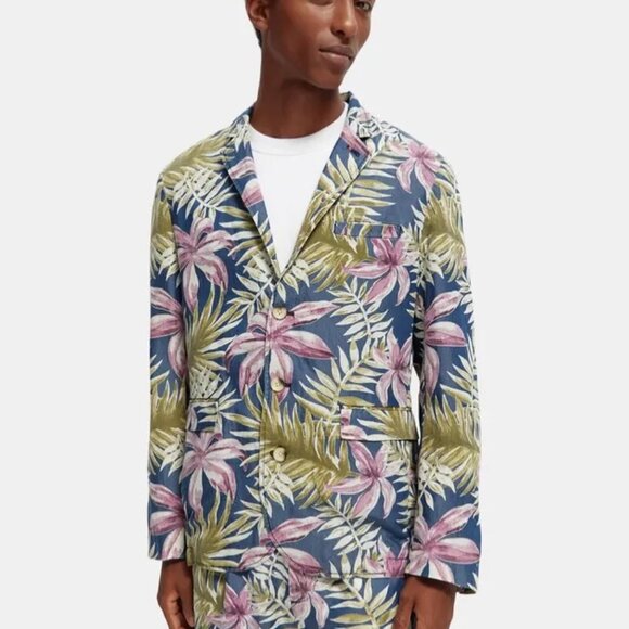 Scotch & Soda Palm Tree Printed sz M Single-breasted Blazer NWT $318 Super DAD